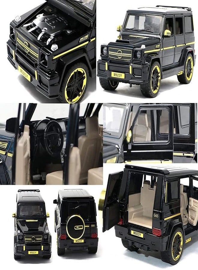 سيارة DUWOL الجديدة من نوع G Wagon بمقياس 1:24 مصنوعة من سبيكة معدنية مصبوبة، تعمل بنظام السحب للخلف، مزودة بأبواب قابلة للفتح وموسيقى وأصوات وأضواء، لعبة سيارة للأطفال الأولاد (أسود) - Image 5
